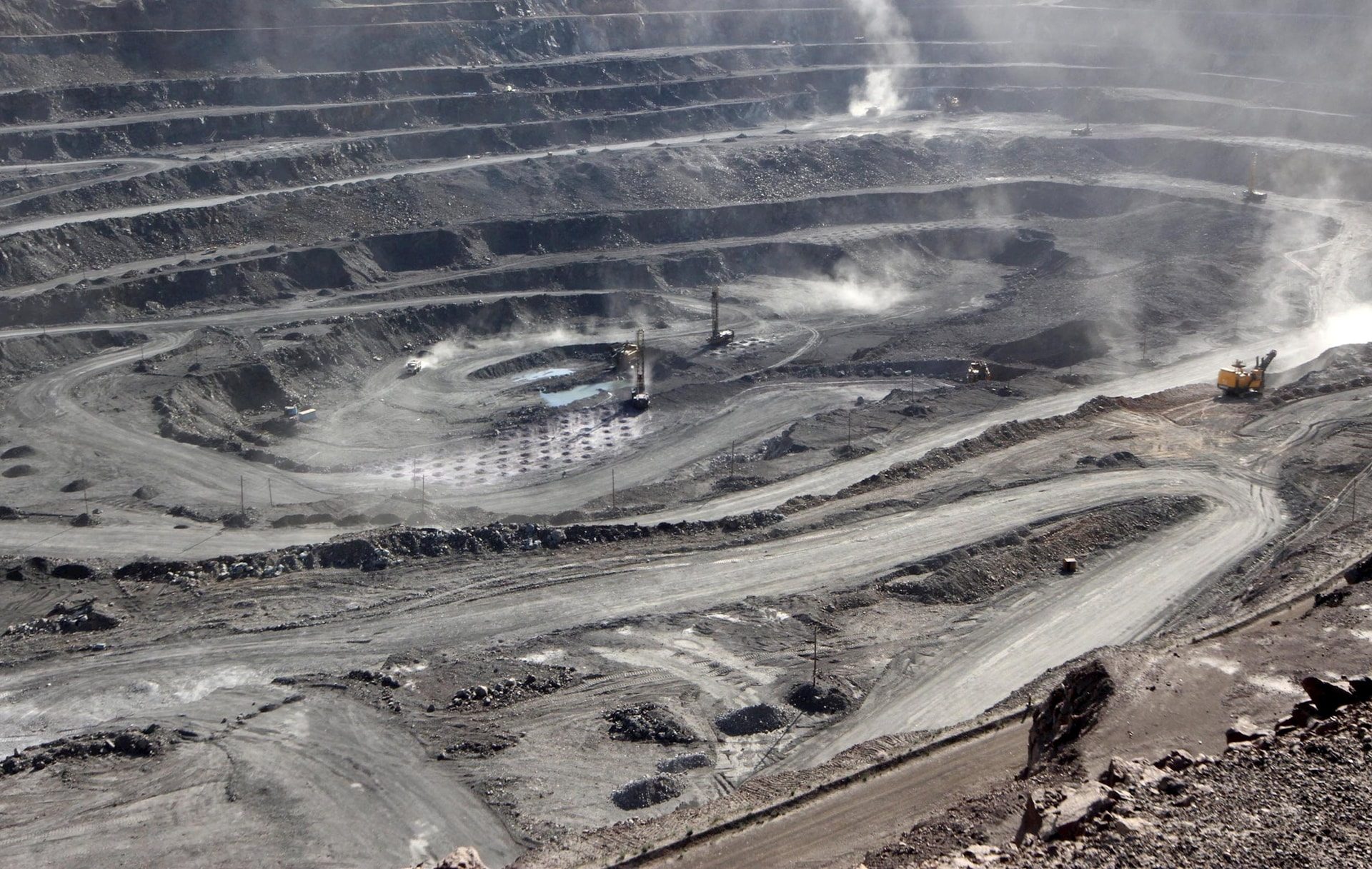 Aerial view of an active mining site